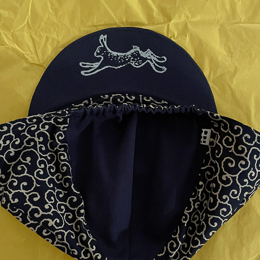 Tortoise & Hare Cycling Cap - Navy Karakusa Pattern