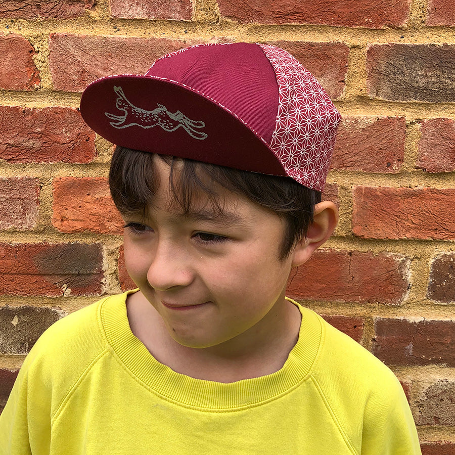 Tortoise & Hare Cycling Cap - Red Asanoha Pattern