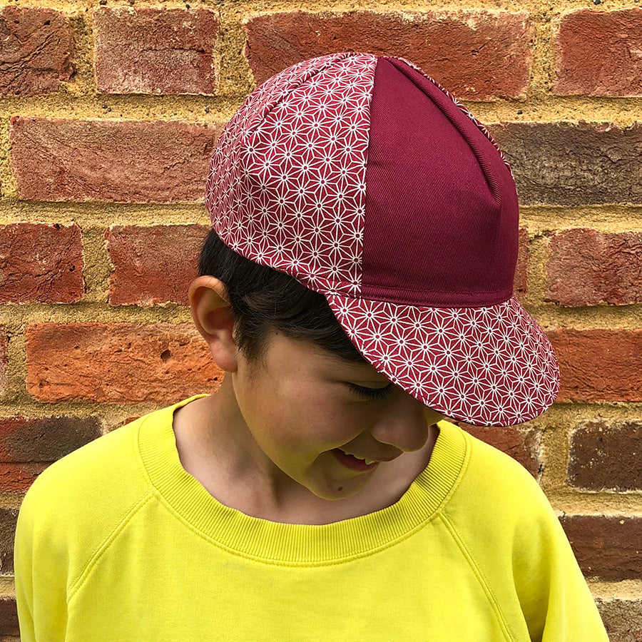 Tortoise & Hare Cycling Cap - Red Asanoha Pattern