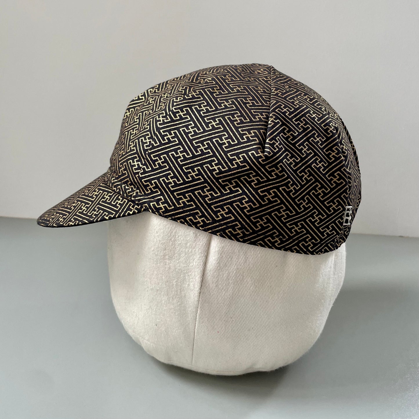 Tortoise & Hare Cycling Cap - Black & Gold Sayagata Pattern