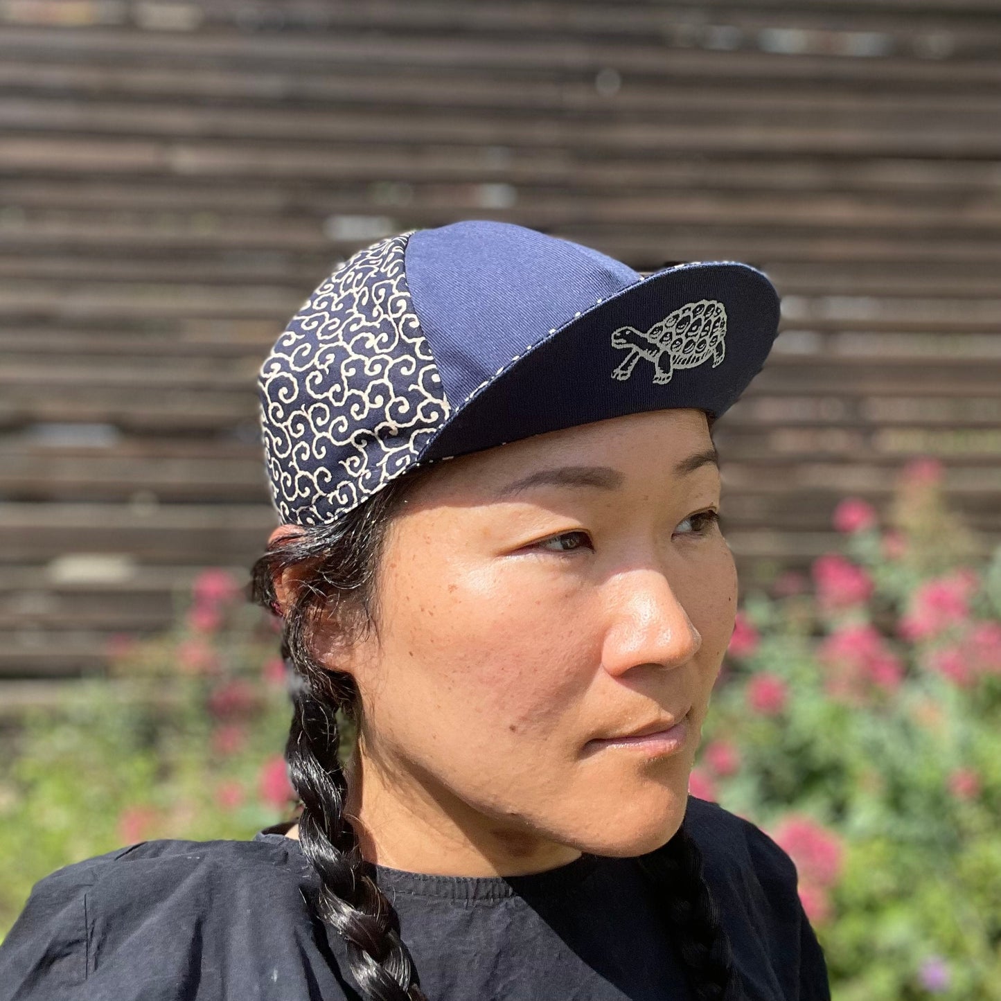 Tortoise & Hare Cycling Cap - Navy Karakusa Pattern