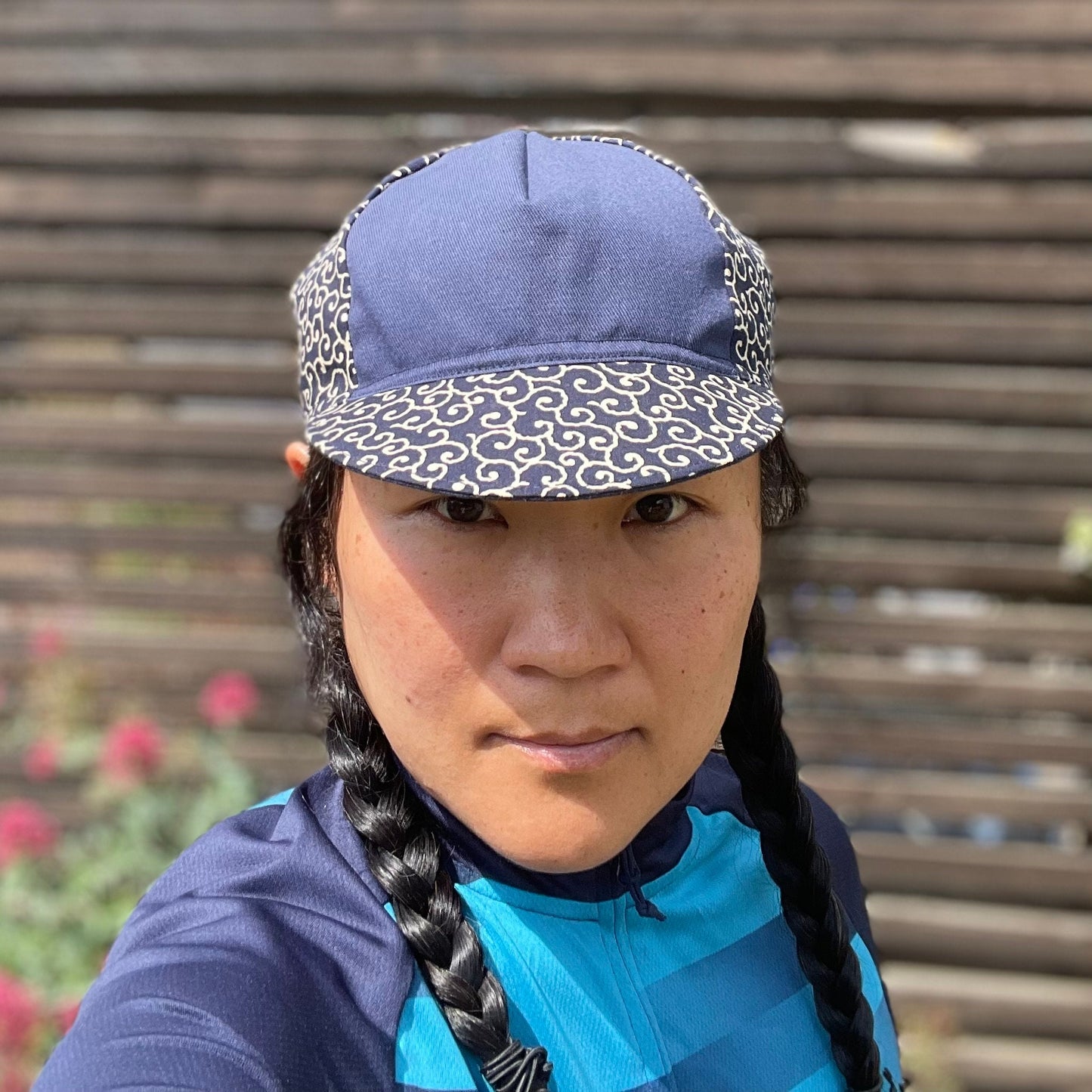 Tortoise & Hare Cycling Cap - Navy Karakusa Pattern